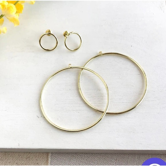 Double Hoop Gold Handmade Post Earrings OS - Picture 2 of 5